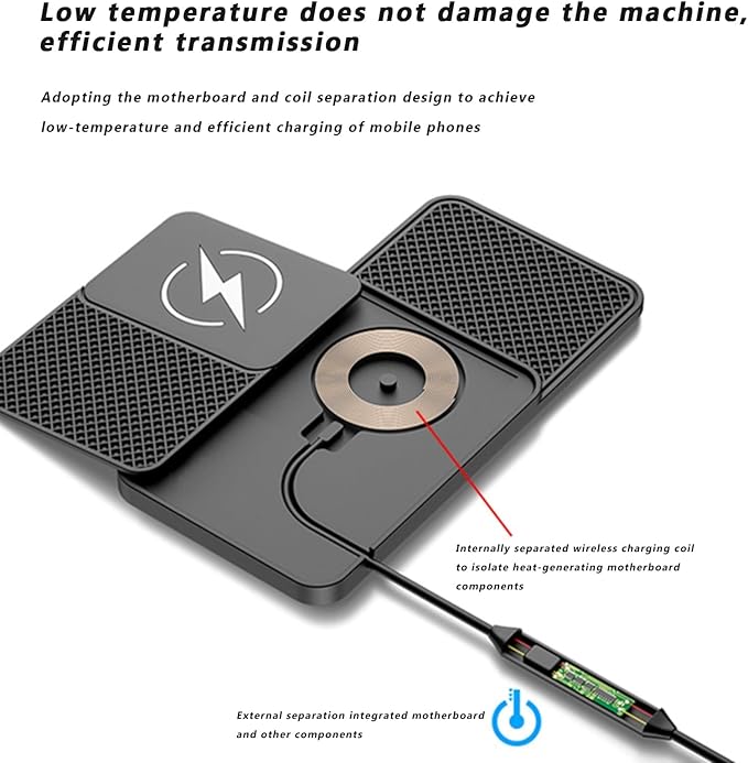 Wireless Car Charger for Ford Ecosport F250 F350 F450, 15w Fast Phone Chargers Charging Pad Non-Slip Essential Electronic Devices for Long-Distance Travel,A 30cm Cable Type-C Plug-Normal
