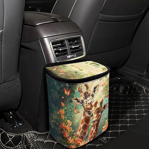BIGCARJOB Animal Giraffe Car Trash Bag Car Trash Interior Accessories for Back Seat Headrest Car Trash Bin Hanging Trash Bag for Car Garbage Can