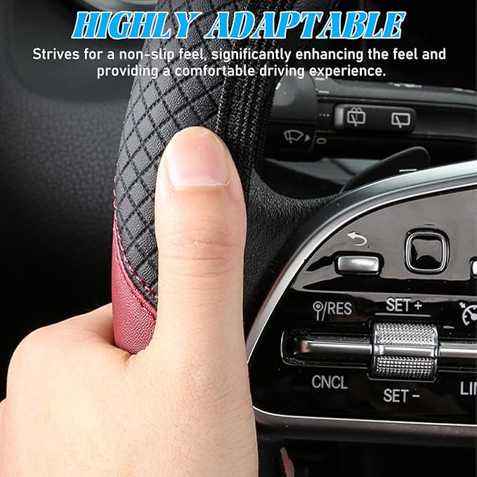 Car Steering Wheel Cover, Elastic Stretch Leather Non-Slip Vehicle Steering Wheel Guard, Automotive Interior Protective Decor Accessories, Universal for SUV RV Truck (Beige)