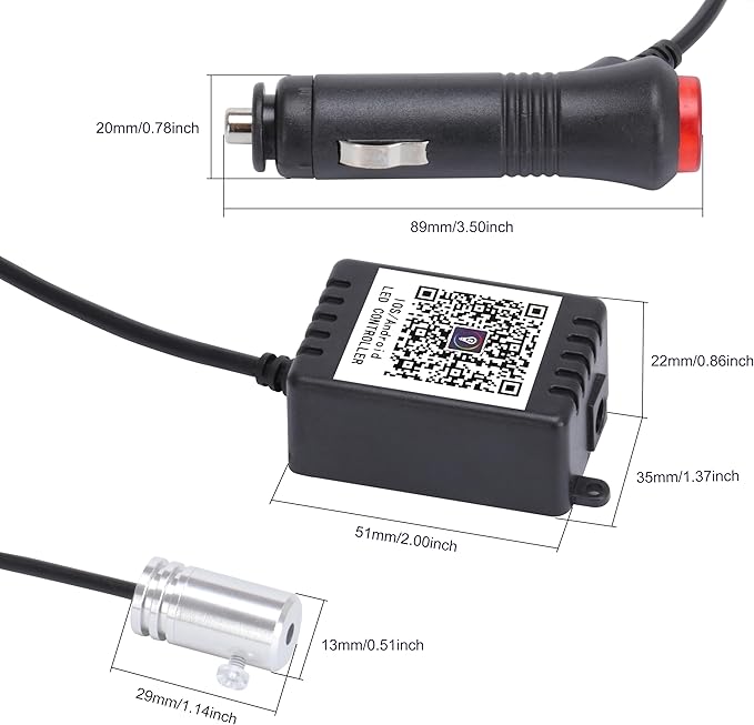 Car Ambient Lighting Kit 64 Colors Multicoloured Music Optic Fiber RF Remote + APP Control Car DIY Decorative Atmosphere Lighting DC 12V 1W 6m