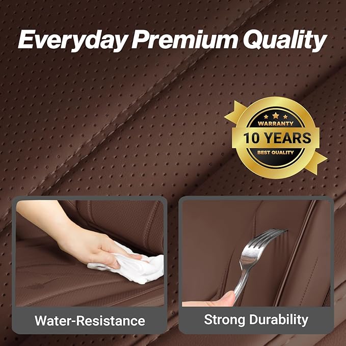 Coverland Custom Fit Car Seat Covers for SUV Compatible with [CX‑5, HR‑V, Passport, Escape, CX‑30, Bolt EUV, ASXa] Premium Waterproof Non-Slip Interior Seat Protector [Full Set Dark Brown -Chart X84]