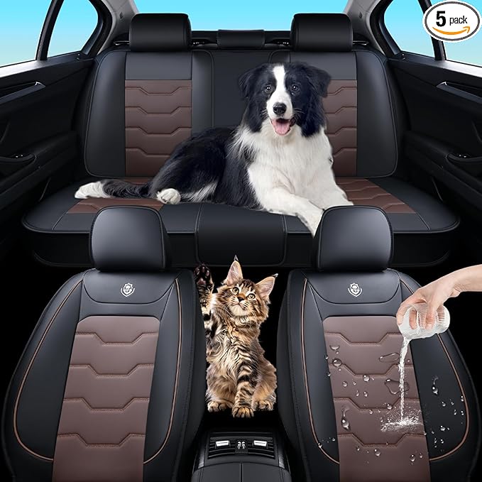 Car Seat Covers for Ford Bronco Sport 2021-2025 Car Seat Cover, Waterproof Faux Leather, 5 Piece Full Set, Wear Resistance, Easy to Clean and Install, Beautify Interior