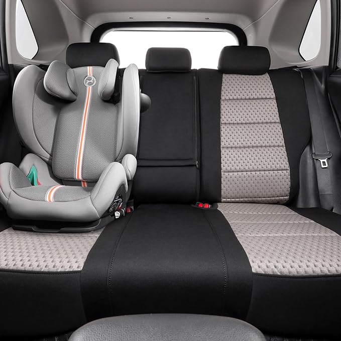 coverdream 2026 Rav4 Seat Covers Custom Fit for 2026 Toyota Rav4 Hybrid (Woodland/Limited) SUV,Full Set Polyester Car Seat Protector Black & Beige