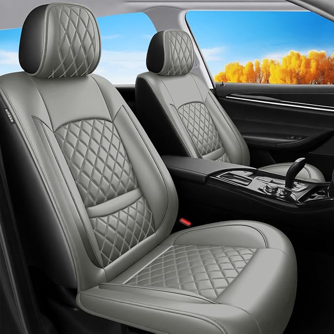 Fit TSX Car Seat Covers for Acura TSX 2003-2014 - Premium Leather, Waterproof, All-Weather, Airbag Compatible, Anti-Slip, Breathable, Easy Install, Seat Protectors, Full Set, Gray