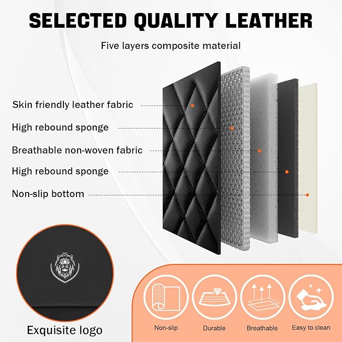 Car Seat Covers Compatible with Toyota Camry 2012-2026 Durable Waterproof Automotive Seat Covers Stretchable Fabric Material, Airbag Compatibility, Premium Nappa Leather(Black Blue, 2 Pcs Front)