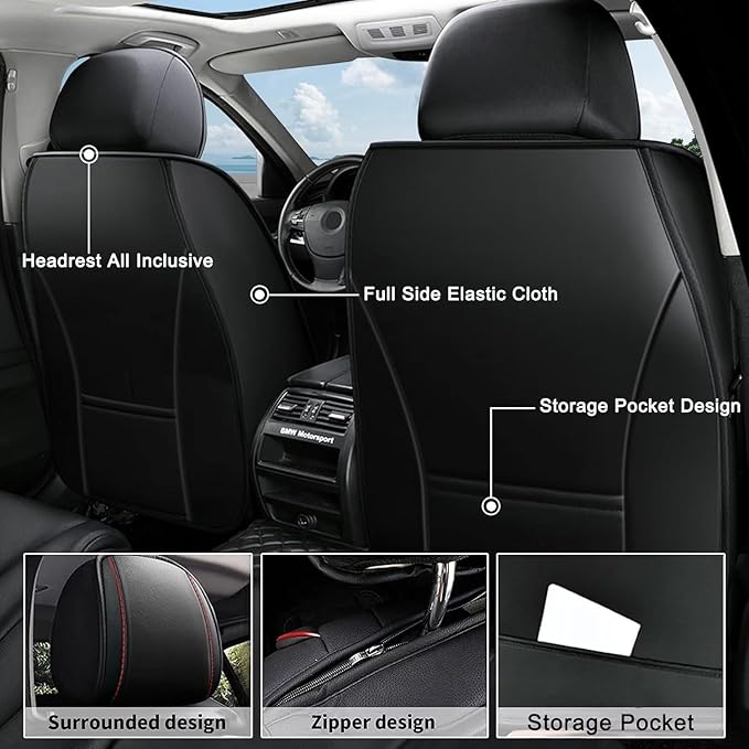 AOMSAZTO Car Seat Covers Full Set Custom Fit for Subaru Legacy 1995-2024 2025 2026 Leather Car Seat Cover Seat Cushion Protector Airbag Compatible Waterproof Red