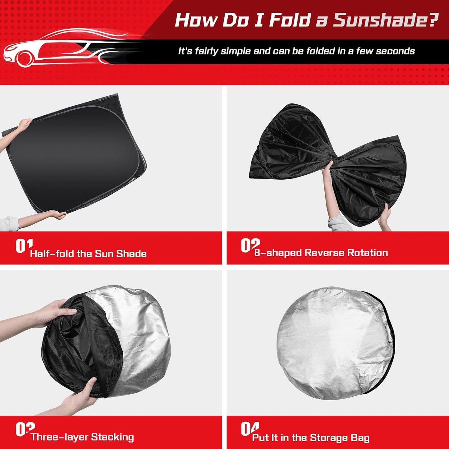ARISMOTOR Windshield Sun Shade for Toyota Camry LE XLE Hybrid SE XSE Sedan 2018-2024, Custom Fit Foldable Front Window Sunshade Sun Visor Protector, Block UV Rays Keep Your Car Cooler