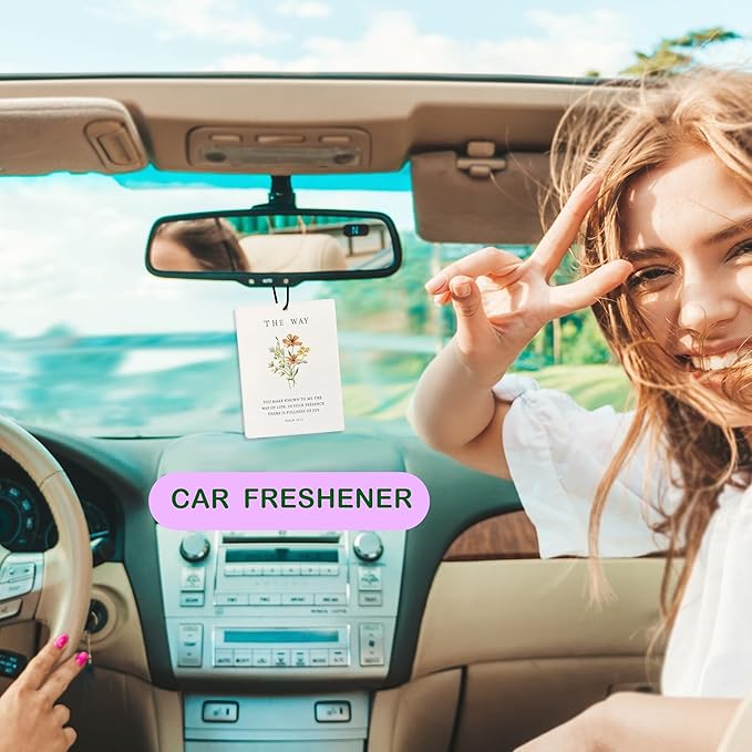 Floral Christian Car Air Freshener, Bible Verses Air Freshener Hanging 3 Pcs for Cars Closet Drawer or Books, Religious Christian God Car Accessories Mirror Decor for Women