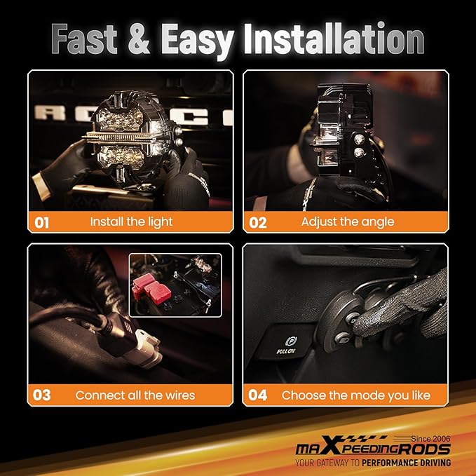 maXpeedingrods 2X 7” 252W Off Road Lights, LED Pod Light with Amber/White DRL 3 Modes, 270°Side Shooter for Trucks Jeep Pickup UTV ATV Motorcycles Spot Ditch Light with Black Covers