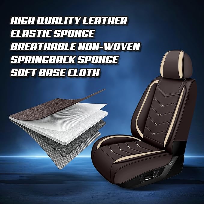 Car Seat Covers for Jeep Grand Cherokee L 2021-2025, Premium Nappa Leather Car Seat Cover, Stylish Sport Seat Covers， Automobile Seat Cover Sets.(Luxury 5 Seats/Coffee Color)