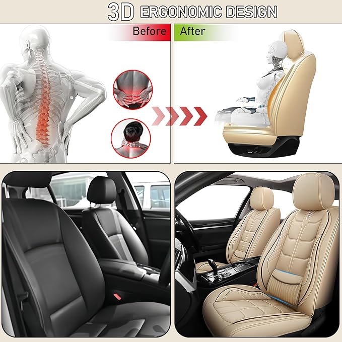 Leather Car Seat Covers Fit for Toyota Sienna 1997-2024, 5 Seater Car Seat Cover, Premium Waterproof, Scratch Resistant Car Interior Accessories (Full Set Beige)