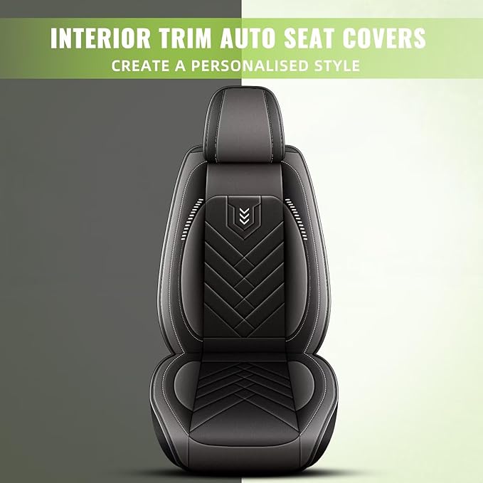 AOMSAZTO Seat Cover Fit for GMC Yukon 2020-2026: Full Set Waterproof Faux Leather Automotive Seat Covers Vehicle Seat Cushion Protector Car Interior Covers(5 Seats Black&Grey)