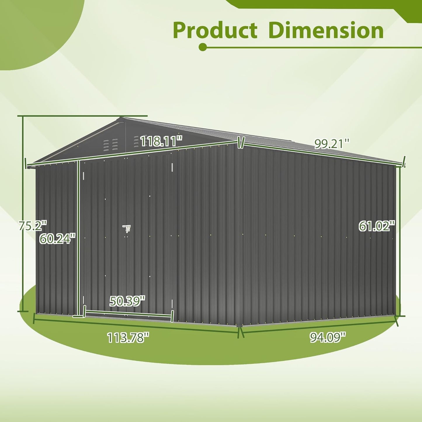 10X8 FT Outdoor Tool Storage Shed with Metal Foundation & Lockable Doors, All Weather Metal Sheds for Garden, Patio, Backyard, Lawn