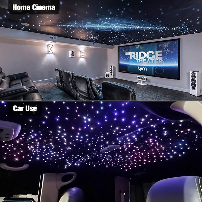 CHINLY Twinkle 500pcs 9.8ft (0.03in+0.04in+0.06in) Fiber Optic Lights Star Headliner kit, Music Mode Bluetooth APP Control Remote, RGBW Twinkle Star Lights for Star Headliner/Theater/Home Ceiling