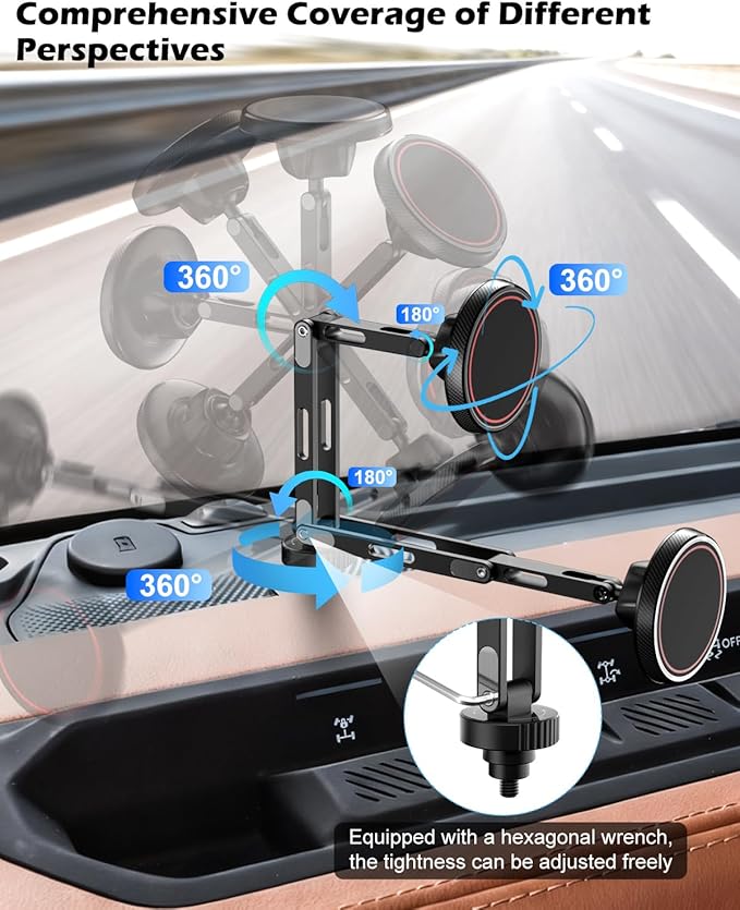 CloudValley Ford Bronco Phone Mount 2021-2026 2/4 Door, Magnetic Phone Holder with Aluminum Alloy, 360° Adjustable Off-Road Stable, No Drill No Damage Easy Install, Compatible with iPhone 17-12