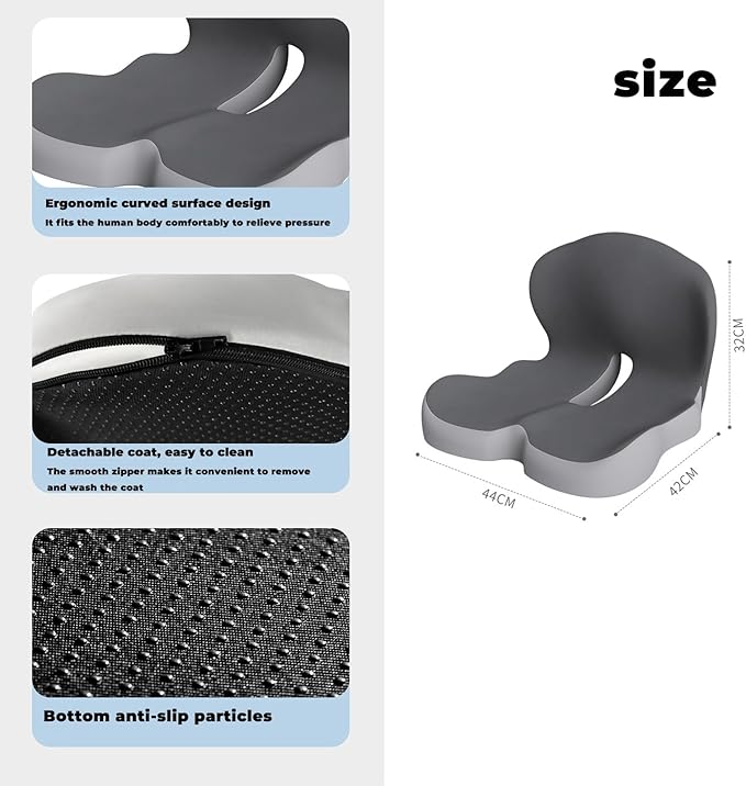 Back and Seat Cushion, Soothe+Cushion,Car Seats with Lumbar Support,Memory Foam Non Slip Skin with Back Support for Office Chair, Car (Navy Blue)