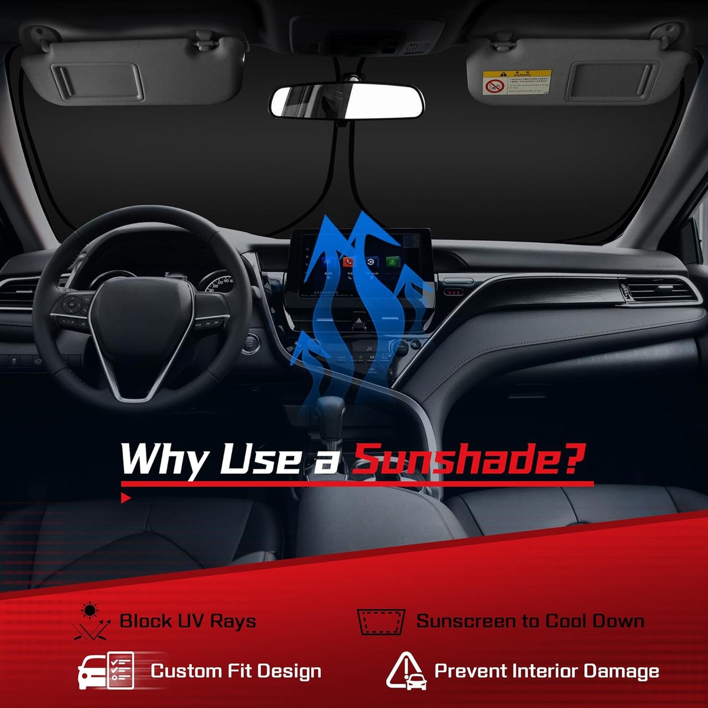 ARISMOTOR Windshield Sun Shade for Kia Sorento 2021-2025 2026, Custom Fit Foldable Front Window Sunshade Sun Visor Protector, Block UV Rays Keep Your Car Cooler