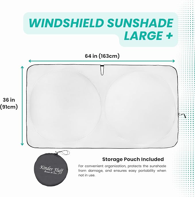 Windshield Sun Shade -Certified 99.87% UVB & 99.02% UVA Car Sun Shade. Award Winning Sunshade - Patented Technology | Compatible for Acura RDX (2019-2026) | Car Shades by Kinder Fluff