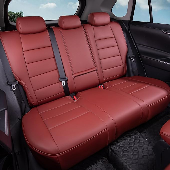 coverdream Rav4 Seat Covers Custom Fit for 2019-2025 Toyota RAV4 LE,XLE,XLE Premium,Limited SUV,Fully Covered,Luxury Waterproof Leather Car Seat Protector(Full Set,Wine Red)