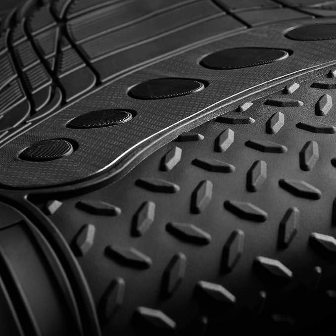 FH Group Automotive Floor Mats Heavy Duty Footprint Design Rubber Floor Mats for Cars,Universal Fit Full Set,Climaproof Floor Mats Trimmable Floor Mats for Most Sedan, SUV, Truck Floor Mats Black
