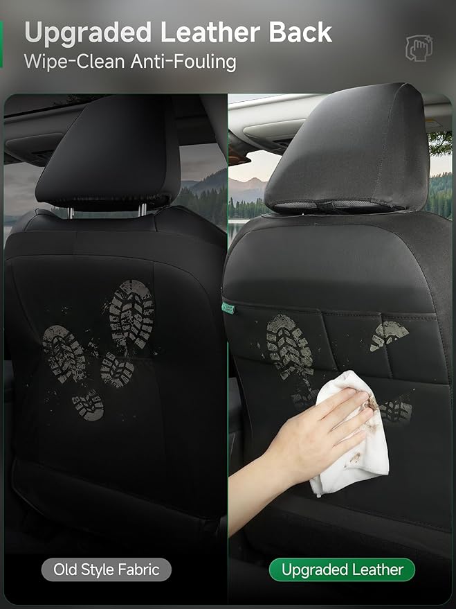 GIANT PANDA Air Cool Mesh Car Seat Cover Custom Fit Hyundai Sonata Elantra Santa Fe Tucson Accent Kona Palisade,Breathable Cooling Seat Protector with Leather Back Pannel(Black)