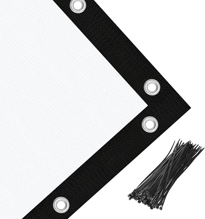 Amagenix 90% Pergola Shade Cover 13' X 13' Sun Shade Cloth with Grommets for Outdoor Garden Patio Porch, Commercial Grade 200 GSM - Cable Zip Ties Included (We Customized) GN108, White