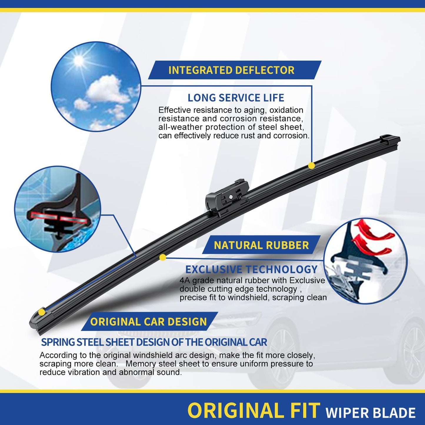3 wipers Factory Replacement For GMC Terrain Chevy Equinox 2010-2017 Original Equipment Windshield Wiper Blades Set - 24"+17"+13" (Set of 3) Top Lock