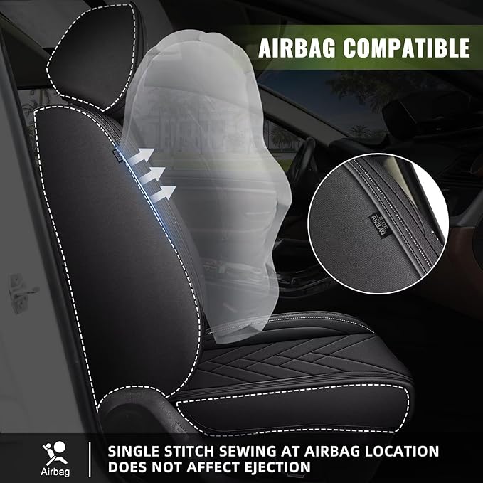 AOMSAZTO Front Seat Covers for Car Fit for Kia Sorento 2007-2025 2026: Premium Seat Covers Waterproof Leather Automotive Seat Cushion Protector Compatible with Airbag(2PCS Front,Black)