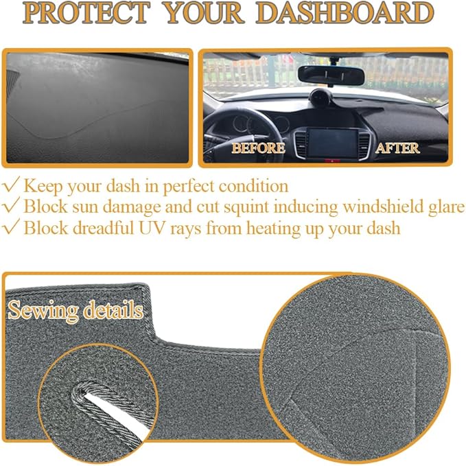 Dash Cover Mat Custom Fit for Dodge Grand Caravan/Ram C/V Tradesman/Chrysler Town Country,Dashboard Cover Carpet Pad Cap Protector Without Headlight Sensor (Dark Gray) Y08