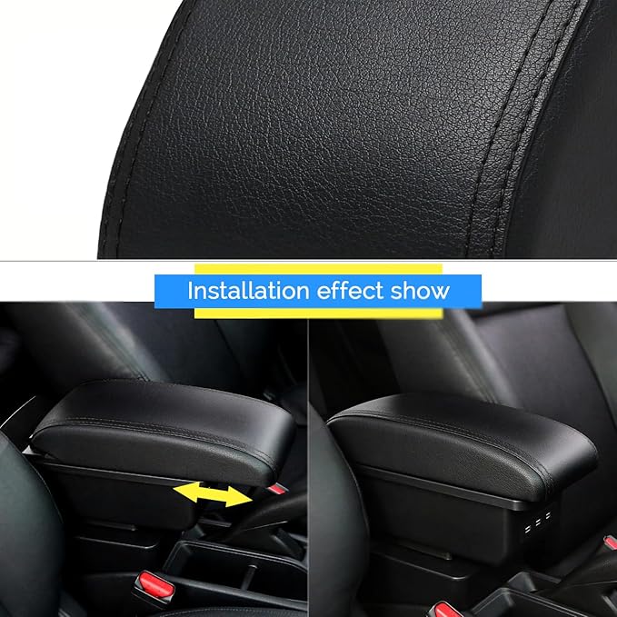 AULPHIKE Compatible with Nissan NV200 Armrest Car Center Console Organizer Armrests Double Layer Storage with 3 USB（Black）
