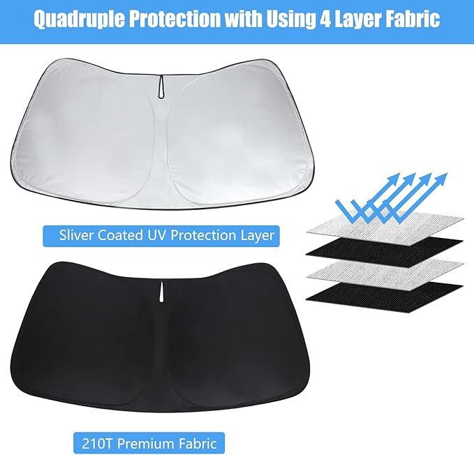 Windshield Sun Shade Fit 2026 2025 2024 2023 2022-2019 Toyota RAV4 Prime LE Hybrid XLE XLE Premium Adventure TRD Off Road Front Window Sunshade Accessories SUV Sun Visor UV Protector Heat Shield Cover