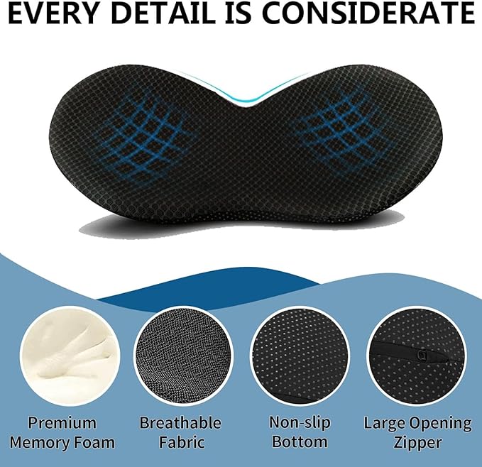 Car Seat Cushion for Ford Mustang 2000-2024, Four Seasons Universal Memory Foam Breathable Non Slip Auto Wedge Seat Pad Sciatica & Lower Back Pain Relief for Driving,Brown