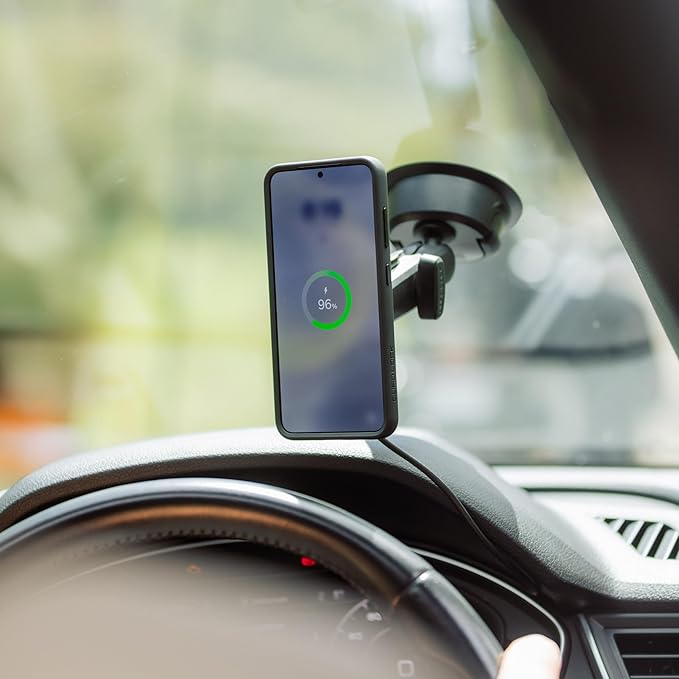 Quad Lock Heavy Duty Suction Car Phone Mount with MAG Phone Case and MAG Wireless Charging Head for iPhone 17 Pro