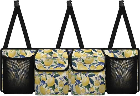 Lemon Car Trunk Organizer and Storage, Backseat Hanging Organizer for SUV, Truck, Collapsible Cargo Storage Bag with 4 Pockets, Car Interior Accessories