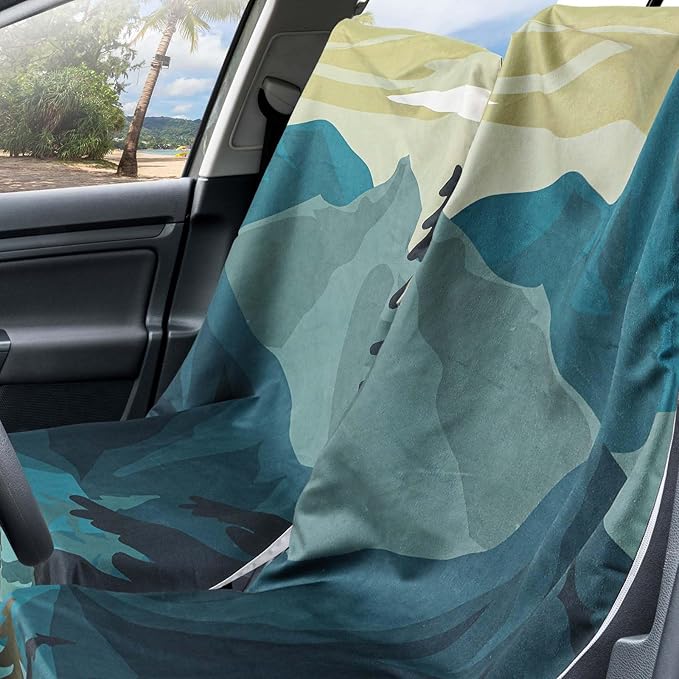 Car Seat Towel Covers with Storage Bag Seat Post Workout Sweat Cover Washable Non Slip for Car Towel for Dog Pet Workout Outdoor Sport Activities(Grizzly Guide)