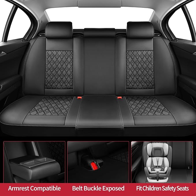 Fit Venza Car Seat Covers for Toyota Venza 2009-2024 2025 2026 - Upgraded Premium Waterproof & Breathable Leather, Airbag Compatible, All-Weather Seat Cushion Protector (Full Set, Black)