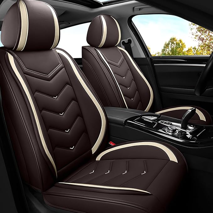 Car Seat Covers for Jeep Grand Cherokee L 2021-2025, Premium Nappa Leather Car Seat Cover, Stylish Sport Seat Covers， Automobile Seat Cover Sets.(Standard 2 Seats/Coffee Color)