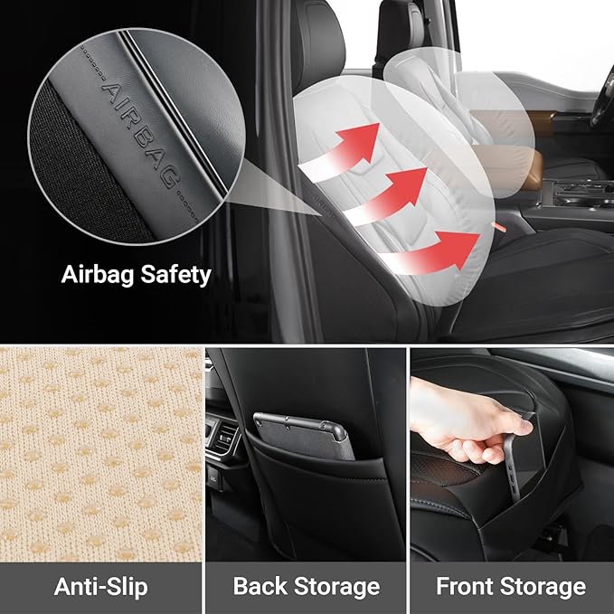 Coverland Custom Fit Car Seat Covers for SUV Compatible with [RAV4, CR‑V, Equinox, Explorer, Rogue, Forester, Tucson] Premium Waterproof Non-Slip Interior Seat Protector [Front Black - Size Chart A10]