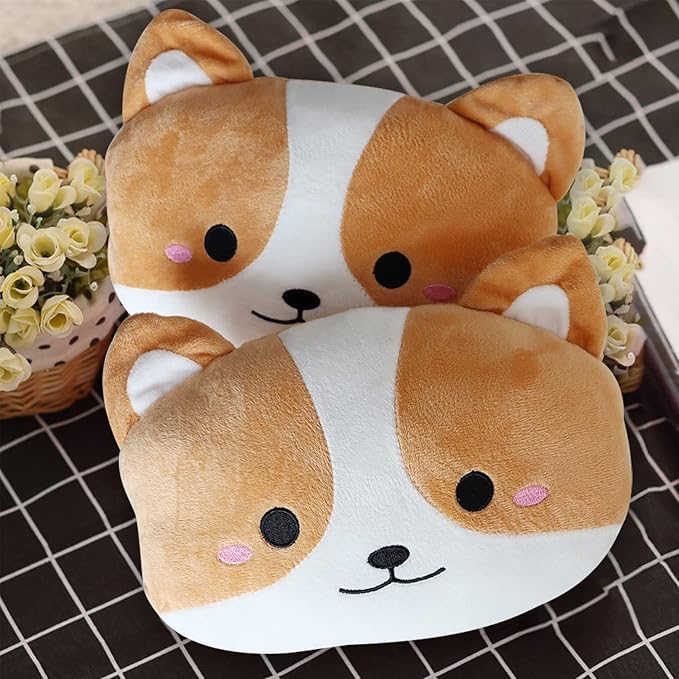 Sexysamba Car Headrest Pillow,Cartoon Neck Pillow for Car,Comfortable Soft Seat Pillow for Driving,Head Rest Cushion,Cute Neck Pillow for Travelling and Home 2Pcs (Corgi)