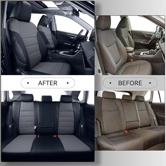 coverdream 2026 Rav4 Seat Covers Custom Fit for 2026 Toyota Rav4 Hybrid (LE,XLE Premium) SUV,Full Set Luxury Waterproof Leather Car Seat Protector
