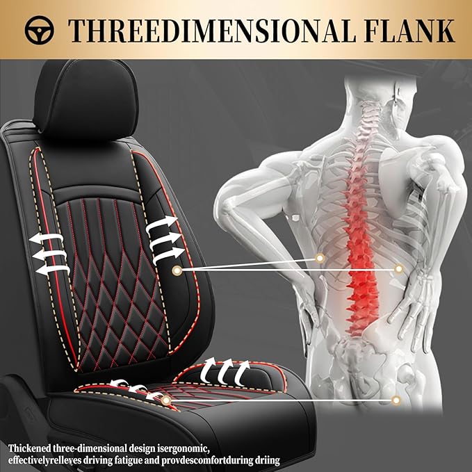 Fit for Equus Seat Covers Compatible with Hyundai Equus 2011-2016 - Waterproof Breathable Leather Automotive Seat Cushions Protector,Airbag Compatible,Full Set 5 Seats(Redline)