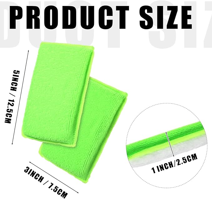 Mudder 8 Pcs Car Interior Scrubbing Sponge 5'' x 3'' Fiber Car Wax Applicator pad Household Cleaning Sponges for Leather Seat Couch Cleaning (Green White)