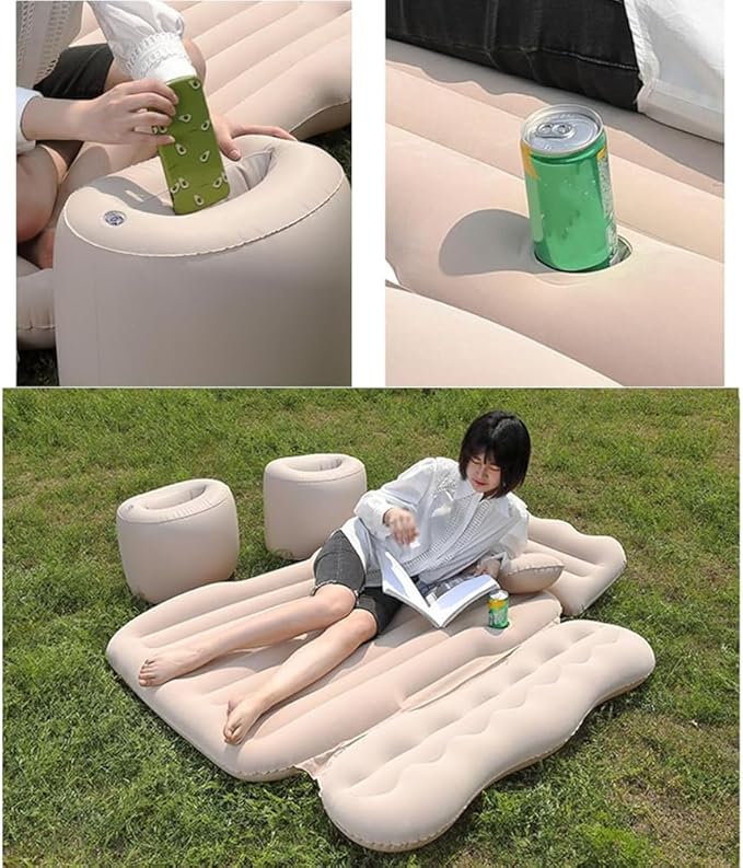 Car Air Mattress Compatible with Saturn Vue 2002 2003 2004 2005 2006 2007 2008 2009 2010, 12 V Pump, Sleeping Pad with Headrest & Side Guards for Road Trips & Car Camping Back