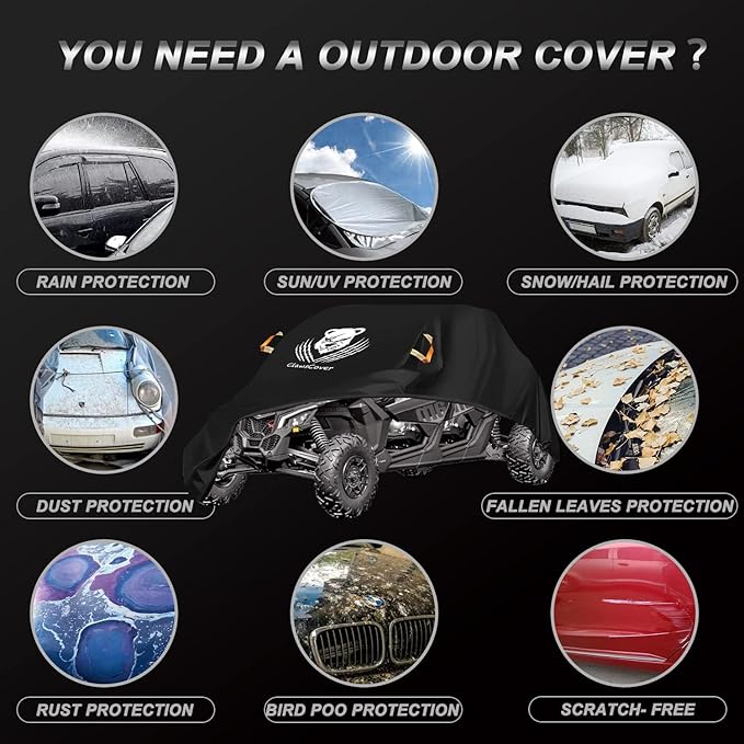 UTV Cover 4-6 Seaters Waterproof Outdoor,Side by Side Cover,Thickened 420D Oxford Cloth All Weather Protection,Compatible with Can-Am Defender MAX PRO X3 Arctic Cat Prowler Viking RZR XP,167x65x76