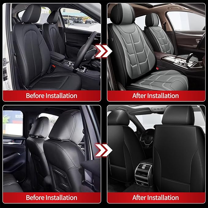 TTX LIGHTING Car Seat Covers fit for Chevrolet Trax 2024-2026 Front Seat: Premium Leather Automotive Seat Cover with Airbag Compatible Waterproof (2 Seats, Black & Gray)