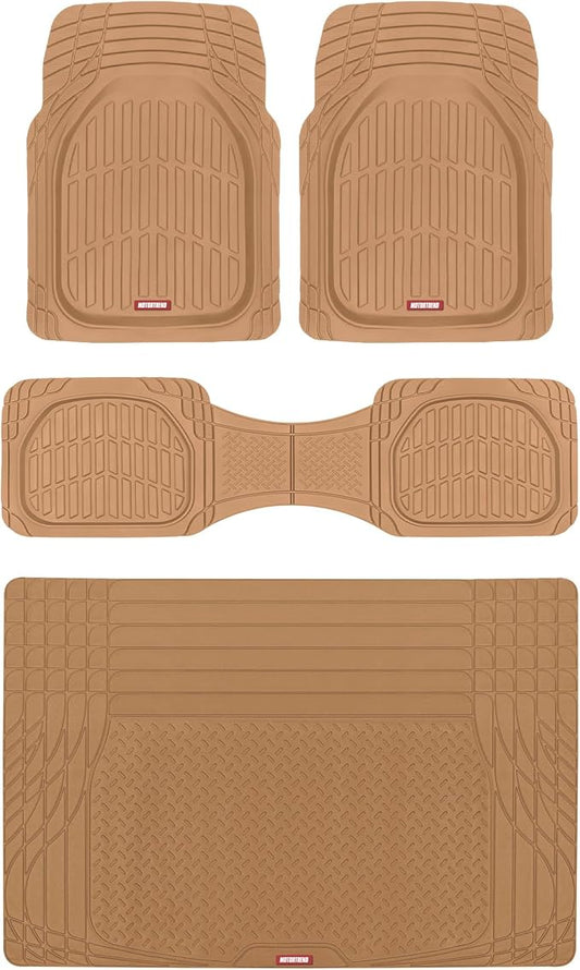 Motor Trend FlexTough Contour Heavy Duty Rubber Car Floor Mats with Cargo Liner - All Weather Full Set Front & Rear fits Most Cars Truck SUV, Automotive Floor Mats