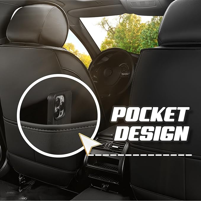 Car Seat Covers for Mitsubishi Outlander 2003-2025, Premium Nappa Leather Car Seat Cover, Stylish Sport Seat Covers， Automobile Seat Cover Sets.(Standard 2 Seats/Pure Black)