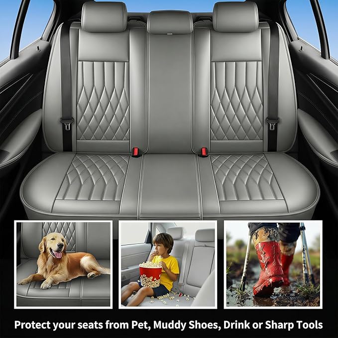 Fit RDX Car Seat Covers for Acura RDX 2010-2026 - Premium Leather, Waterproof, All-Weather, Airbag Compatible, Breathable, Easy Install, Seat Protectors, Only 2 Front seat Covers, Gray