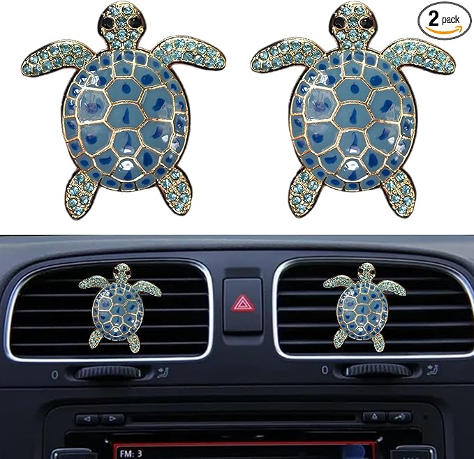 Car Air Freshener Women Car Vent Clips Decorations 2 PCS Cute Sea Turtles Car Interior Accessories Car Vent Diffuser (Blue Sea Turtle, 1.6 inch)