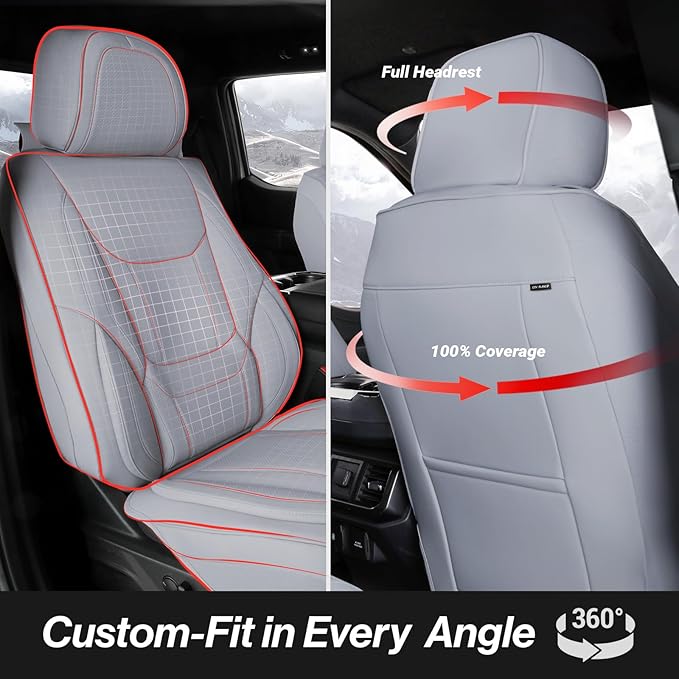 Coverland Custom Fit Car Seat Covers for SUV Compatible with [RAV4, CR‑V, Equinox, Explorer, Rogue, Forester, Tucson] Premium Waterproof Non-Slip Interior Seat Protector [Front Gray - Size Chart A10]